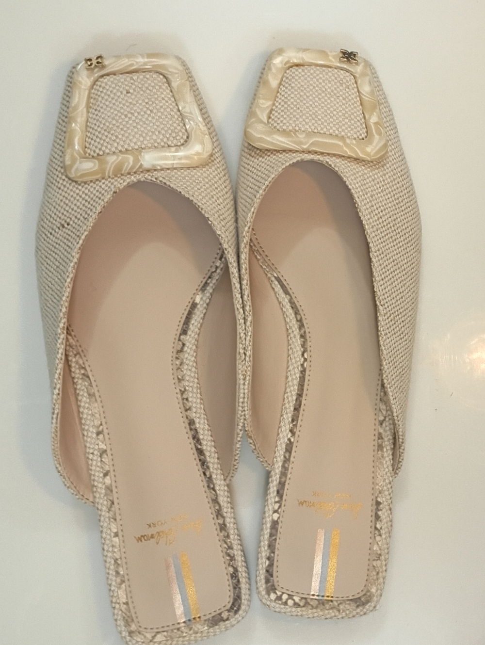 Sam Edelman Neutral Woven Square-Toe Slip-Ons - Picture 5 of 10